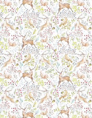 Blackout roller blind Roe deer birds and rabbits