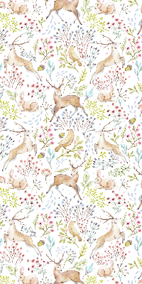 Blackout roller blind Roe deer birds and rabbits