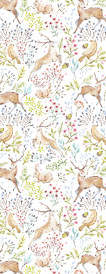 Blackout roller blind Roe deer birds and rabbits