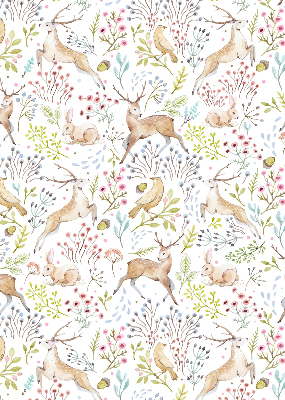 Blackout roller blind Roe deer birds and rabbits