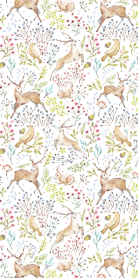 Blackout roller blind Roe deer birds and rabbits