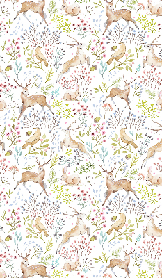 Blackout roller blind Roe deer birds and rabbits