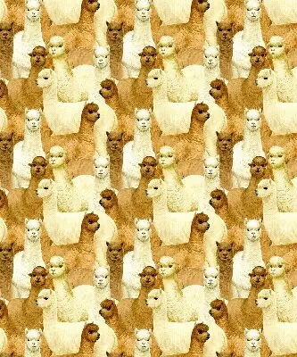 Blackout roller blind for window with an alpaca herd print