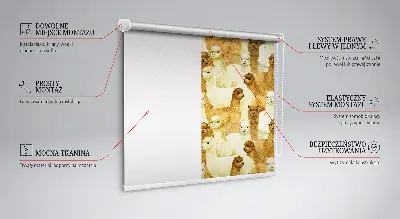 Blackout roller blind for window with an alpaca herd print