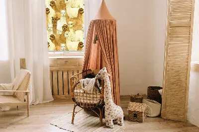 Blackout roller blind for window with an alpaca herd print