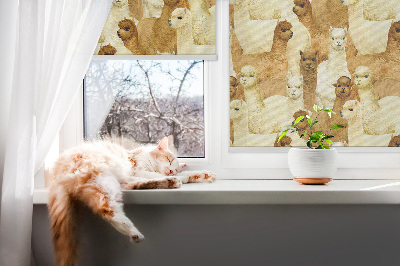 Blackout roller blind for window A herd of alpacas