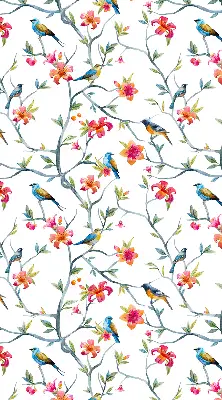 Blackout roller blind with a birds on twigs pattern