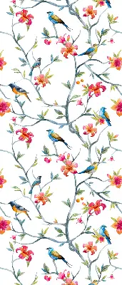 Blackout roller blind with a birds on twigs pattern