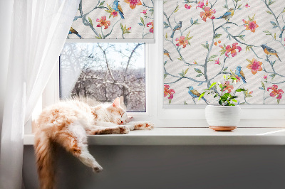 Blackout roller blind Birds on the twigs
