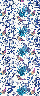 Blackout roller blind for window Blue tree flowers
