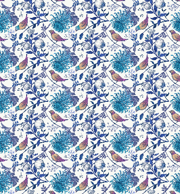 Blackout roller blind for window Blue tree flowers