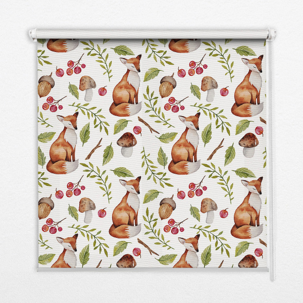 Blackout roller blind Foxes, mushrooms, leaves