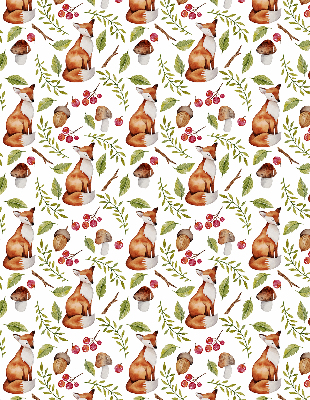 Blackout roller blind Foxes, mushrooms, leaves