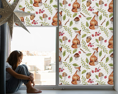 Blackout roller blind Foxes, mushrooms, leaves