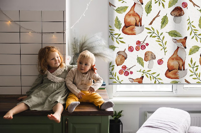 Blackout roller blind Foxes, mushrooms, leaves