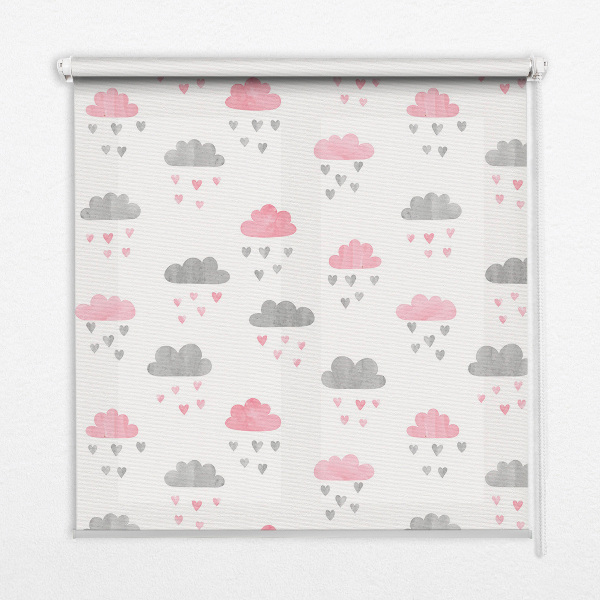 Blackout roller blind for window Pink and gray clouds