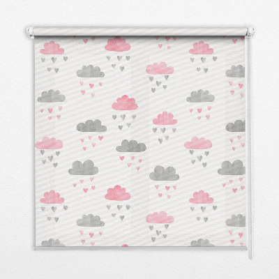Blackout roller blind for window Pink and gray clouds