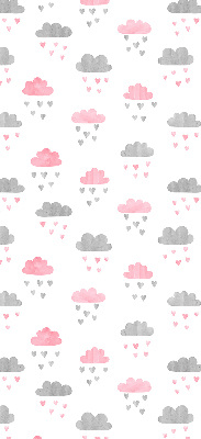 Blackout roller blind for window pink and gray clouds print