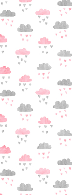 Blackout roller blind for window pink and gray clouds print
