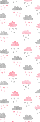 Blackout roller blind for window pink and gray clouds print