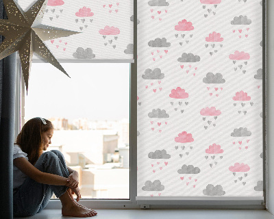 Blackout roller blind for window Pink and gray clouds