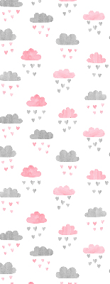 Blackout roller blind for window pink and gray clouds print
