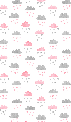 Blackout roller blind for window pink and gray clouds print