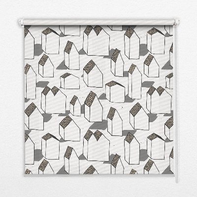 Fabric roller blind for window White houses