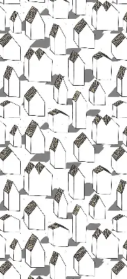 Fabric roller blind for windows in white houses print