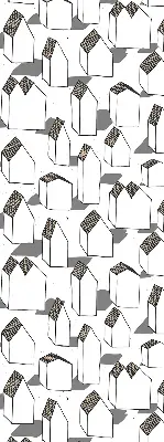 Fabric roller blind for windows in white houses print