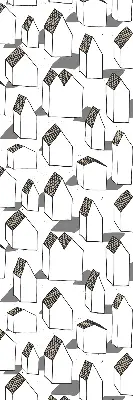 Fabric roller blind for windows in white houses print