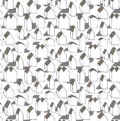 Fabric roller blind for window White houses