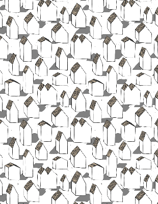 Fabric roller blind for window White houses