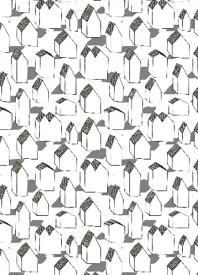 Fabric roller blind for windows in white houses print