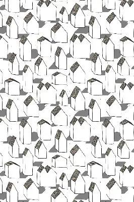 Fabric roller blind for windows in white houses print