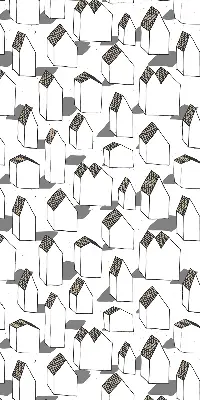 Fabric roller blind for windows in white houses print