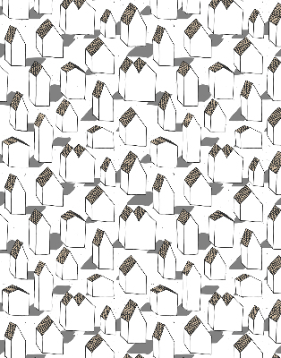 Fabric roller blind for window White houses
