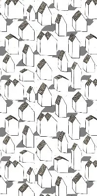 Fabric roller blind for windows in white houses print