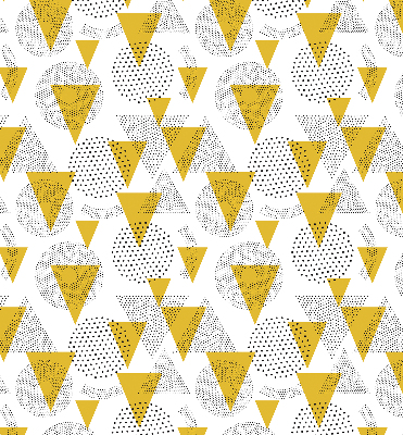 Blackout roller blind with a pattern of dots forming triangles and circles