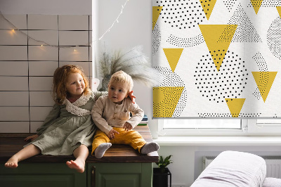Blackout roller blind Triangles and circles made of dots