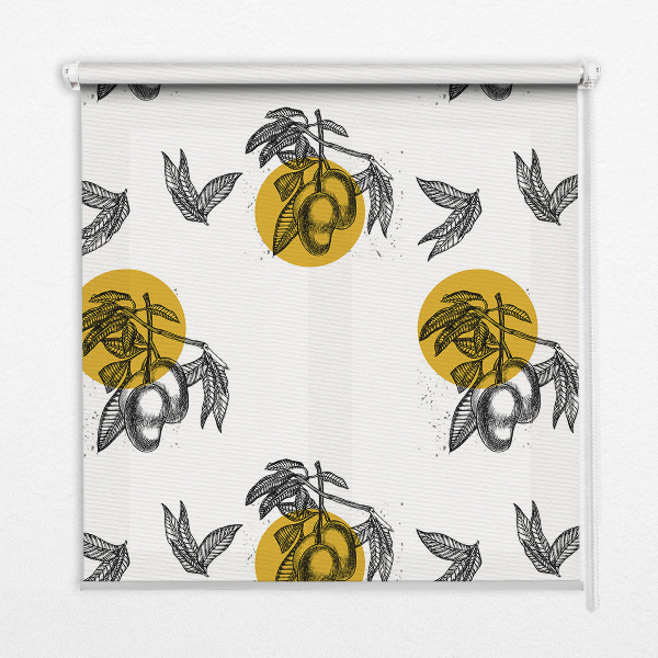 Blackout roller blind for window Fruits and yellow circles