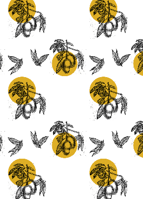 Blackout roller blind for window Fruits and yellow circles
