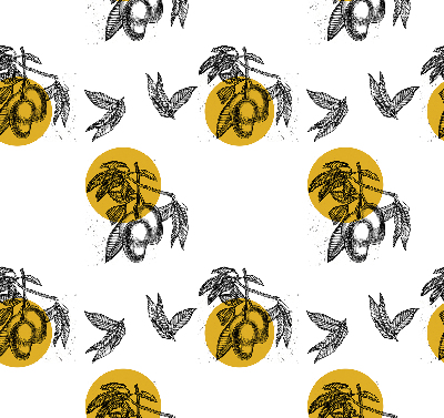 Blackout roller blind for window Fruits and yellow circles