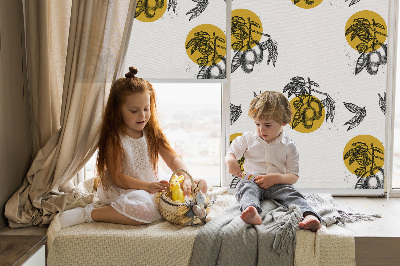 Blackout roller blind for window Fruits and yellow circles
