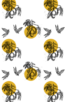 Blackout roller blind for window Fruits and yellow circles