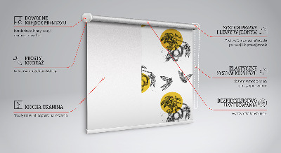 Blackout roller blind for window Fruits and yellow circles