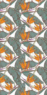 Blackout roller blind green leaves pattern