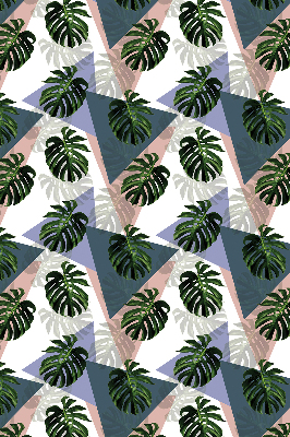 Blackout roller blind for window with botanical leaf pattern print