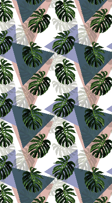 Blackout roller blind for window with botanical leaf pattern print