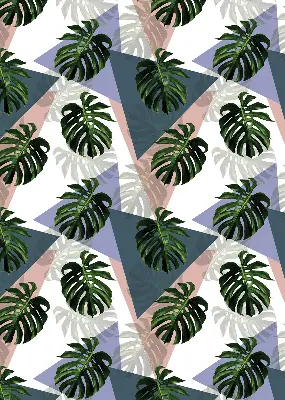 Blackout roller blind for window with botanical leaf pattern print